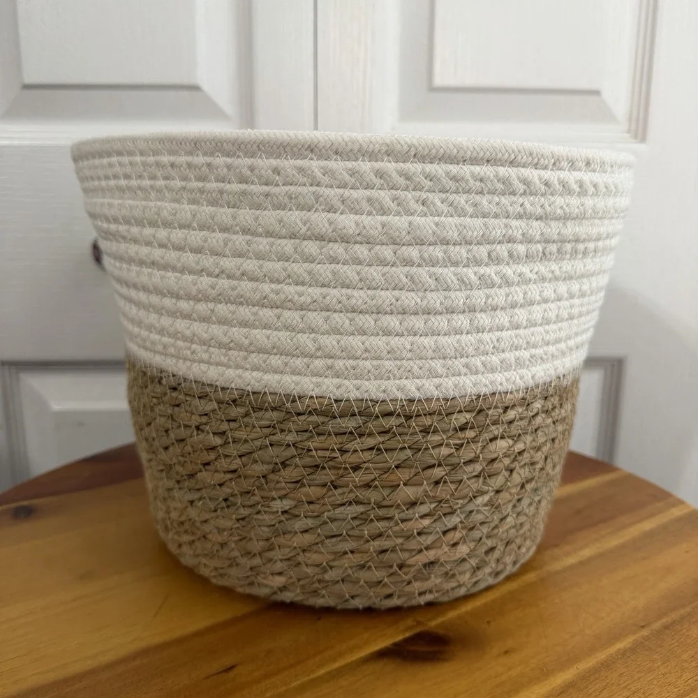 Rope White Natural Seagrass Coiled Storage Basket Utility Decor Any Room Western